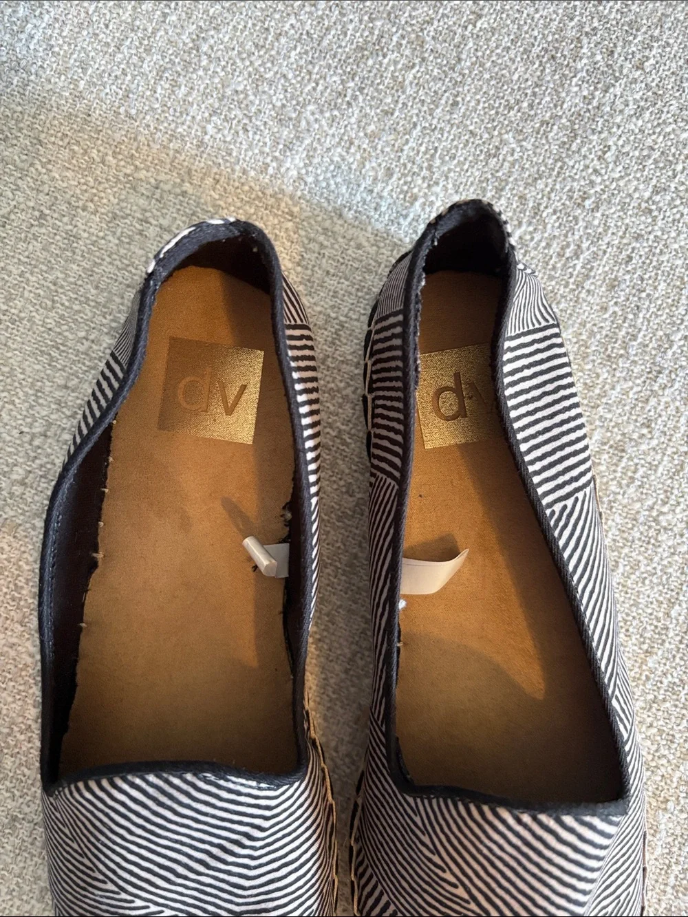 DV by Dolce Vita Black & Cream Striped Geometric Espadrilles
